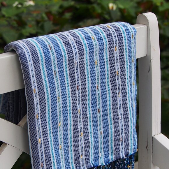 Sand Free Bohemian Blue Turkish Towels - 100% Cotton Boho Beach Bath Towel - Picture 2 of 3